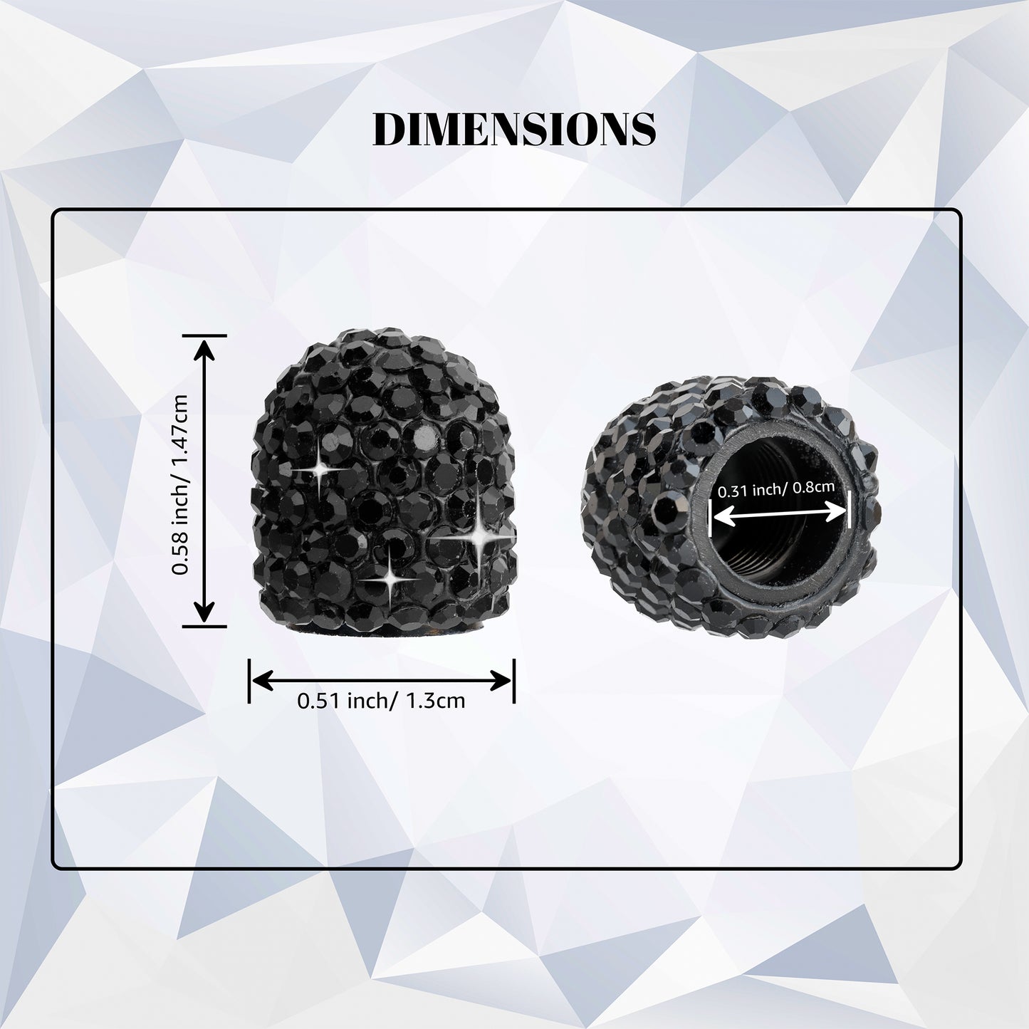 Black Bling Tire Valve Caps - Luxury Crystal Car Accessories