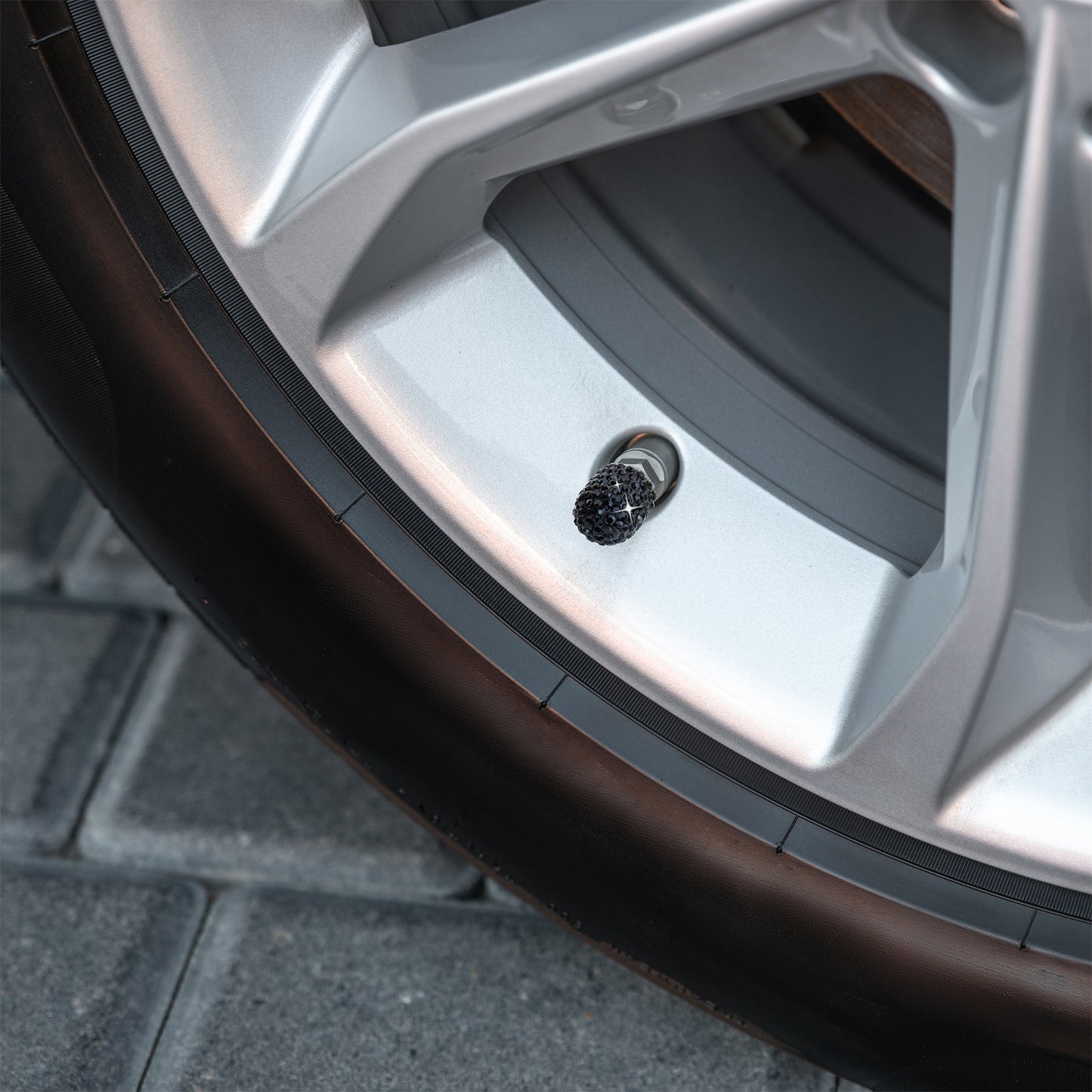 Black Bling Tire Valve Caps - Luxury Crystal Car Accessories