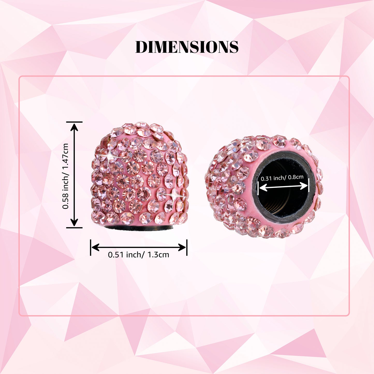 Pink Crystal Rhinestone Tire Valve Caps - Bling Car Accessories