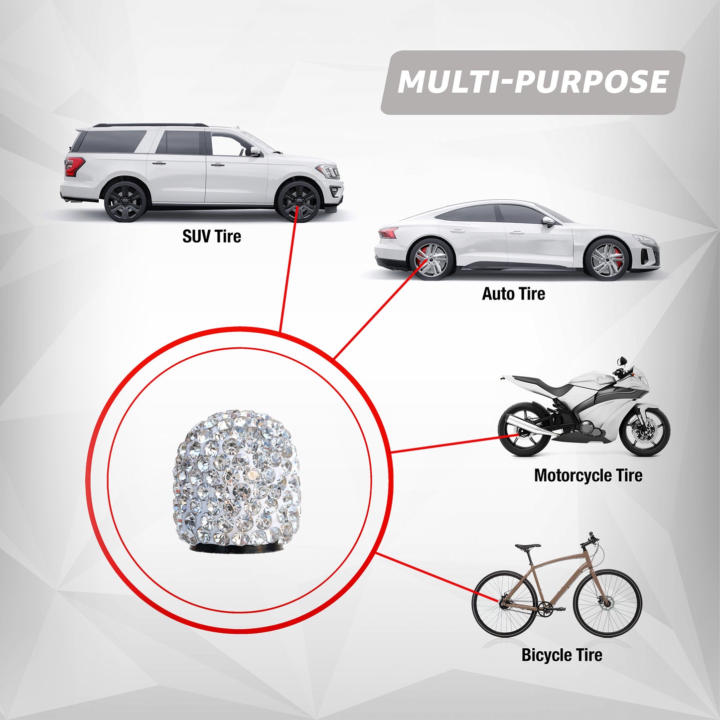 Bling Tire Valve Caps – 4 Pack Crystal Rhinestone Valve Stem Covers