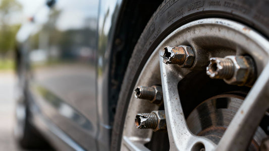 Damaged wheel studs on a car