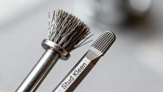 Stud Kleen and wire brush side-by-side.