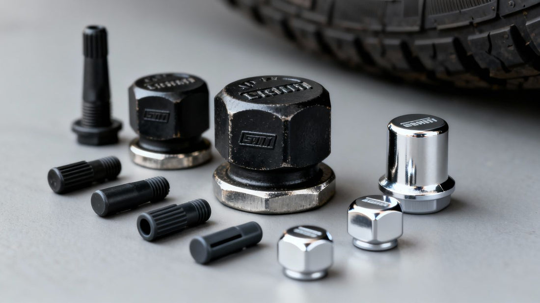 Truck and car valve caps side-by-side comparison.