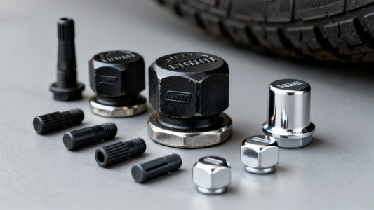 Truck and car valve caps side-by-side comparison.