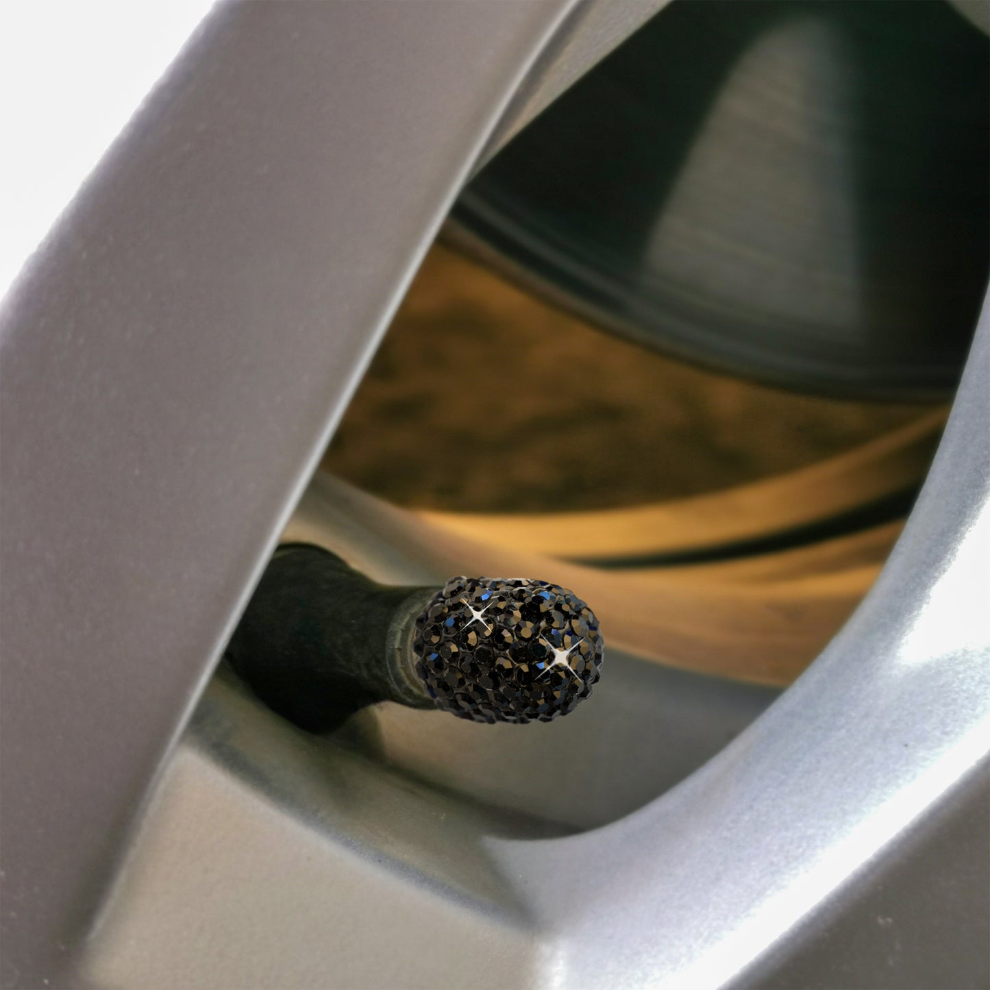 Black Bling Tire Valve Caps - Luxury Crystal Car Accessories