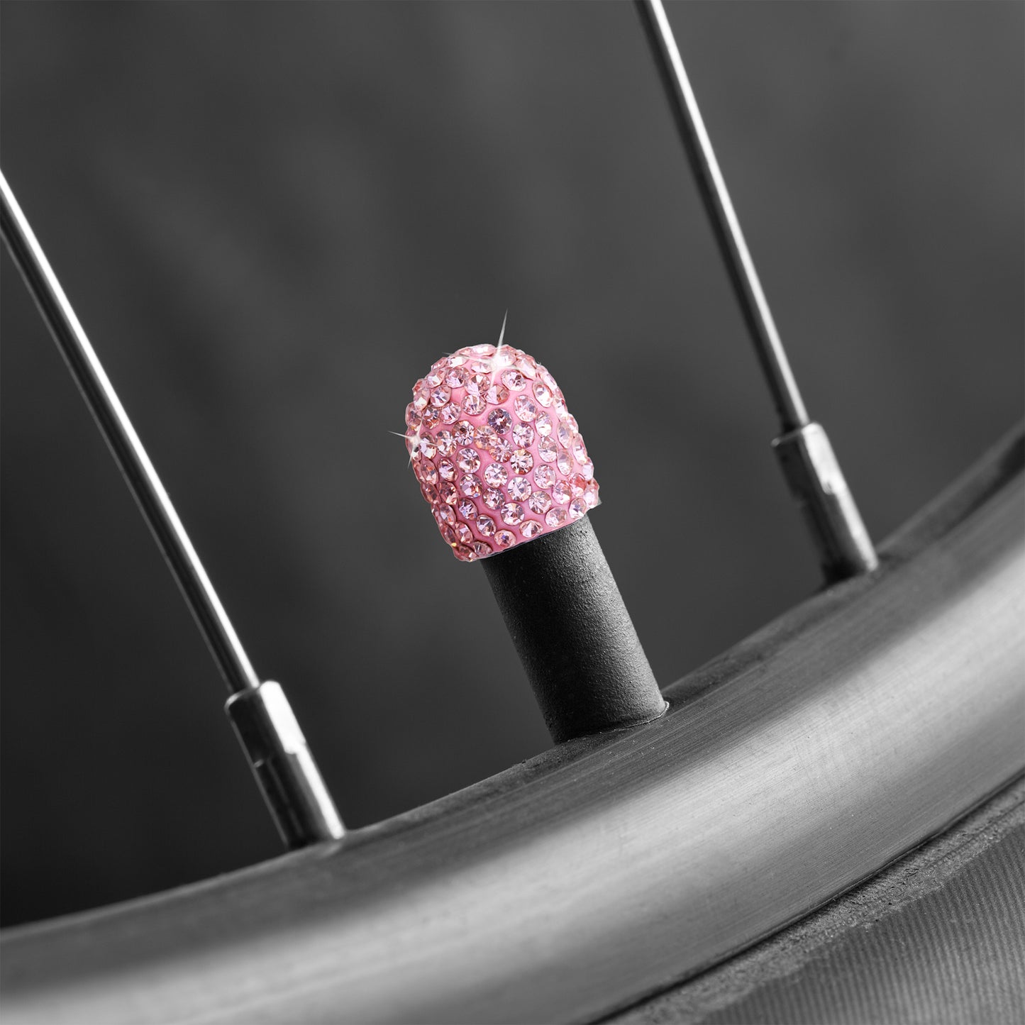 Pink Crystal Rhinestone Tire Valve Caps - Bling Car Accessories