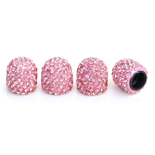 Pink Crystal Rhinestone Tire Valve Caps - Bling Car Accessories