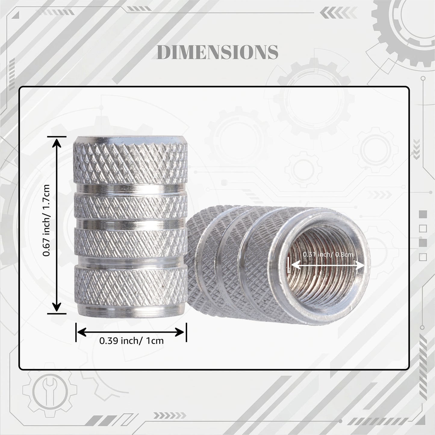 Silver Aluminum Tire Valve Caps (4-Pack) – Rust-Resistant Metal Stem Covers