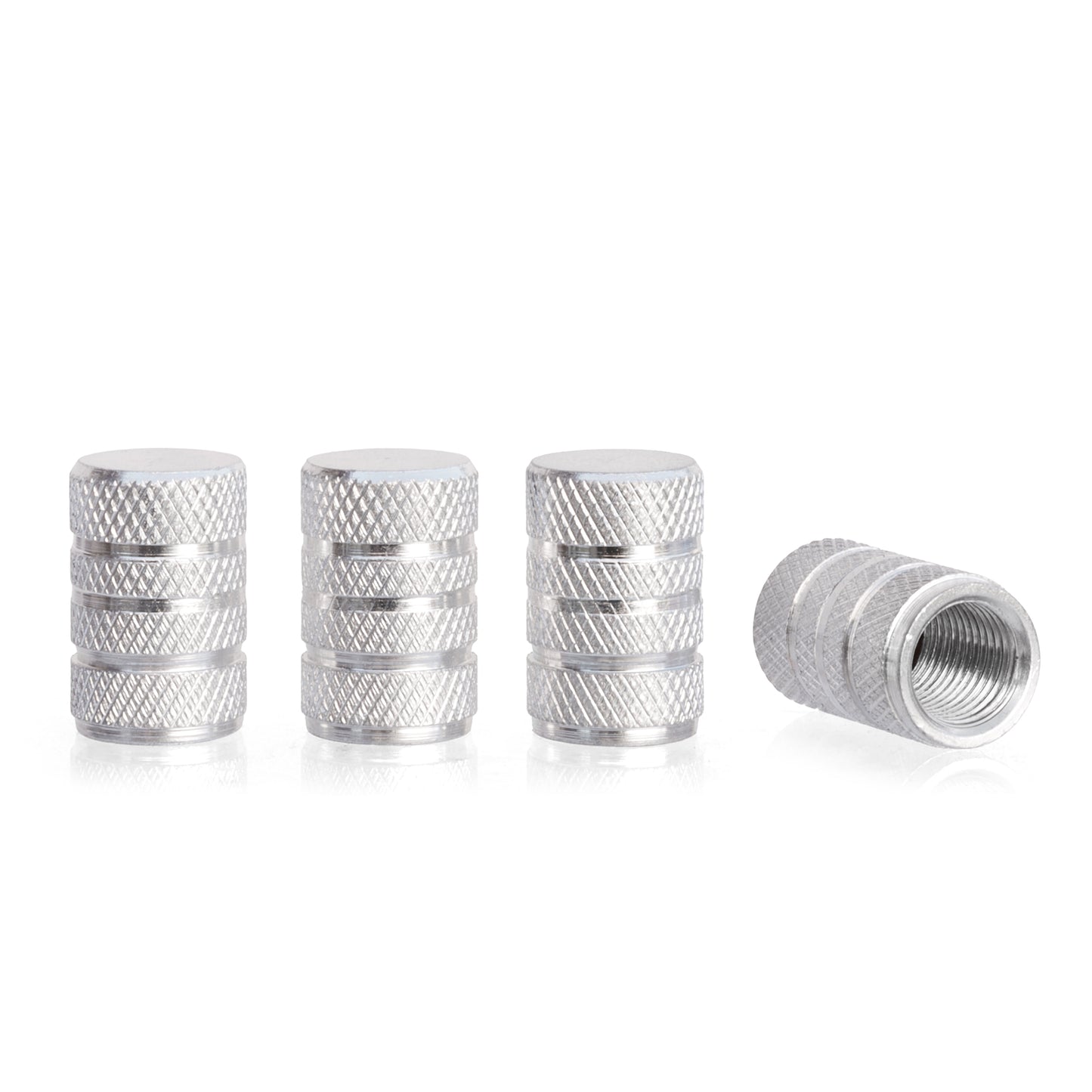 Silver Aluminum Tire Valve Caps (4-Pack) – Rust-Resistant Metal Stem Covers