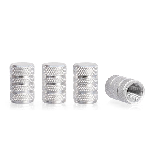 Silver Aluminum Tire Valve Caps (4-Pack) – Rust-Resistant Metal Stem Covers