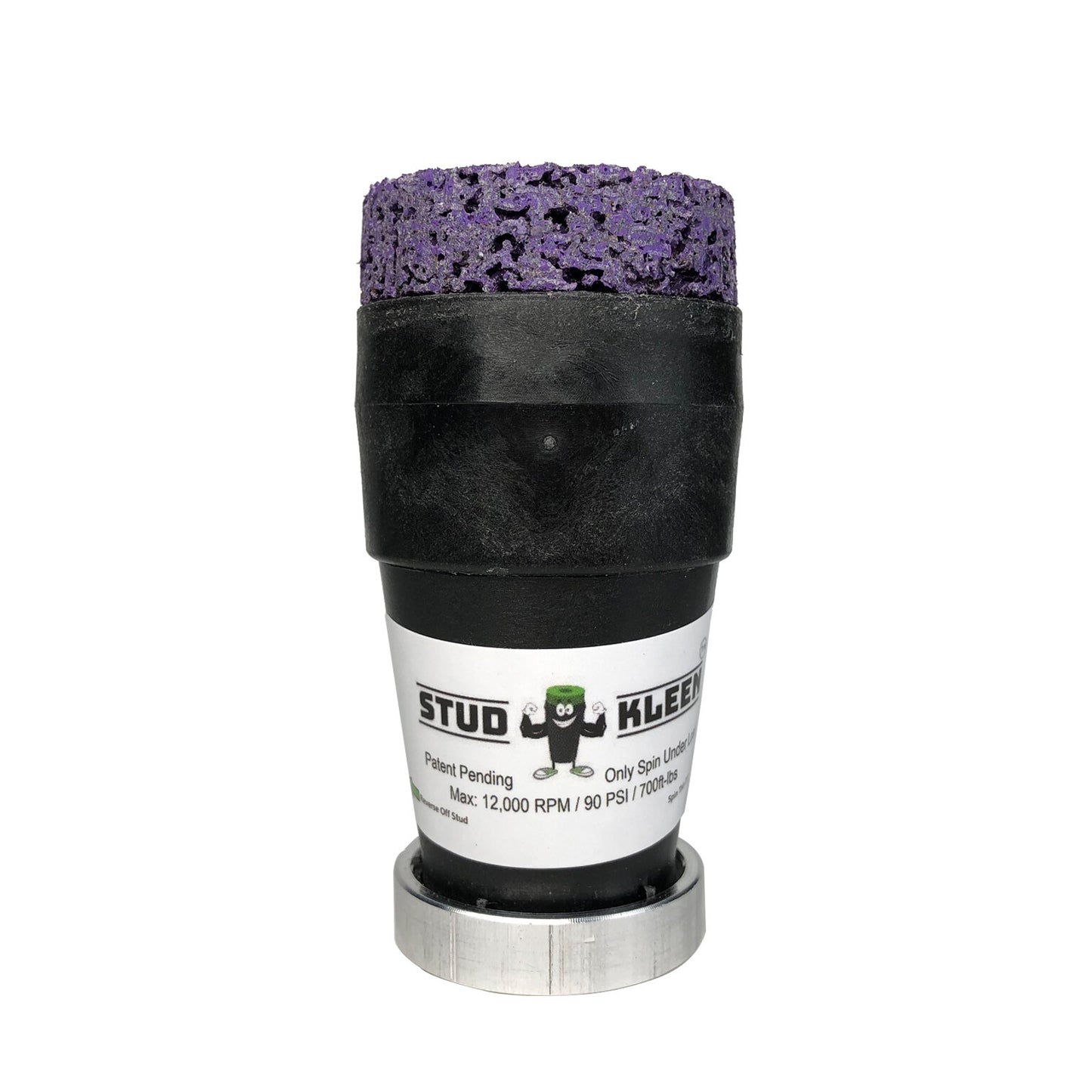 Automotive stud cleaning tool with purple abrasive head