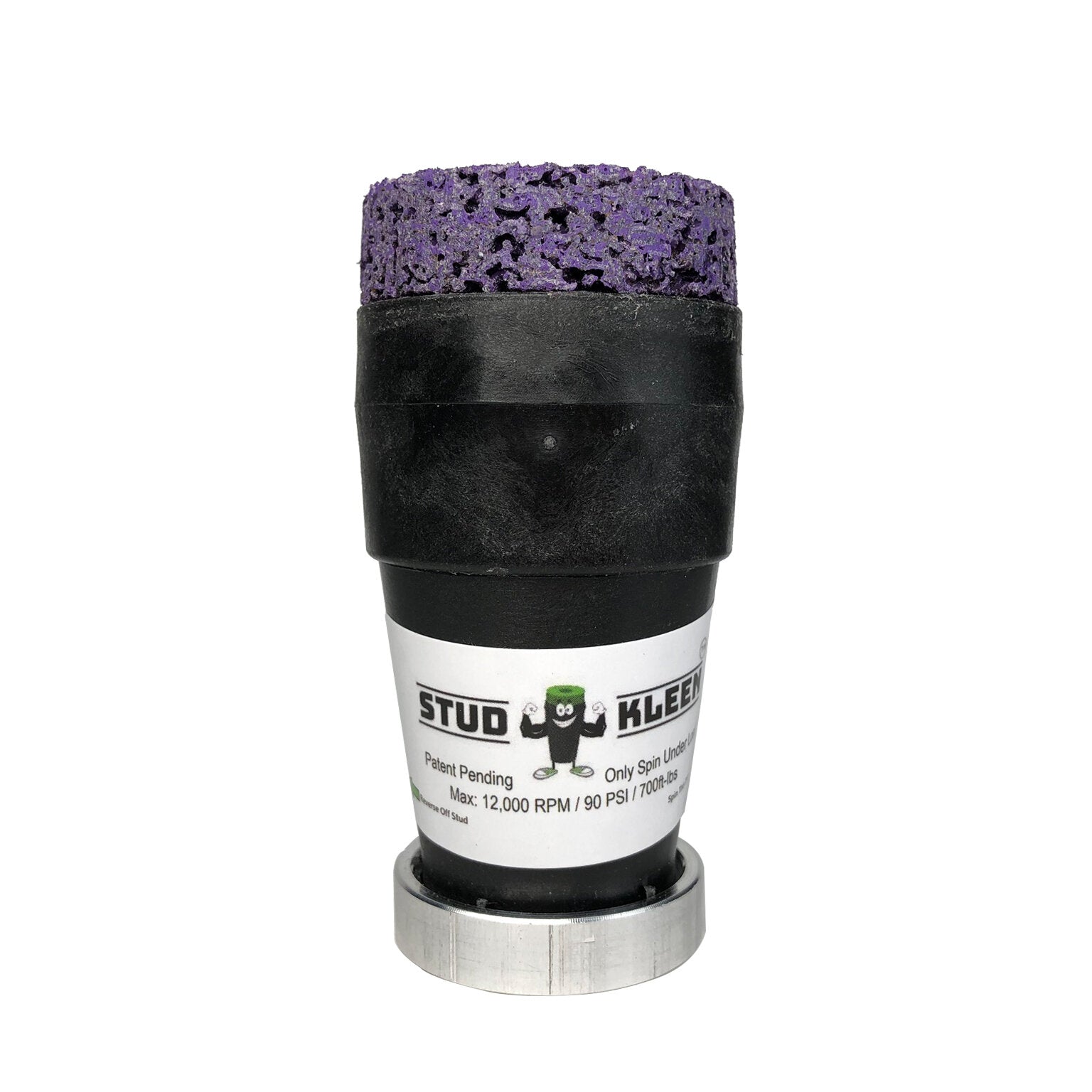Automotive stud cleaning tool with purple abrasive head