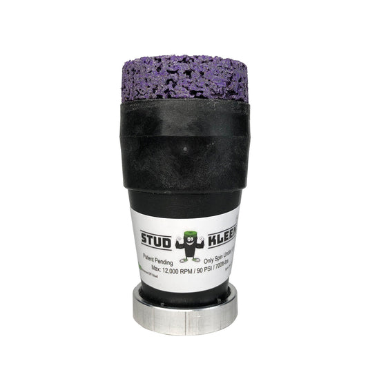 Automotive stud cleaning tool with purple abrasive head