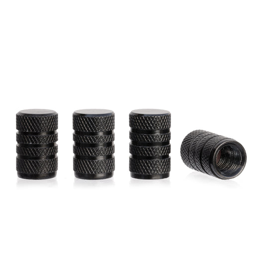 Black Aluminum Tire Valve Caps (4-Pack) – Rust-Resistant Metal Valve Stem Covers