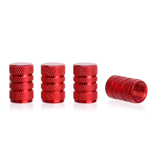 Red Aluminum Tire Valve Caps (4-Pack) – Rust-Resistant Metal Stem Covers