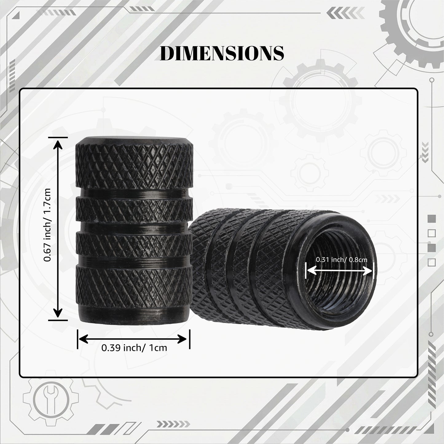 Black Aluminum Tire Valve Caps (4-Pack) – Rust-Resistant Metal Valve Stem Covers